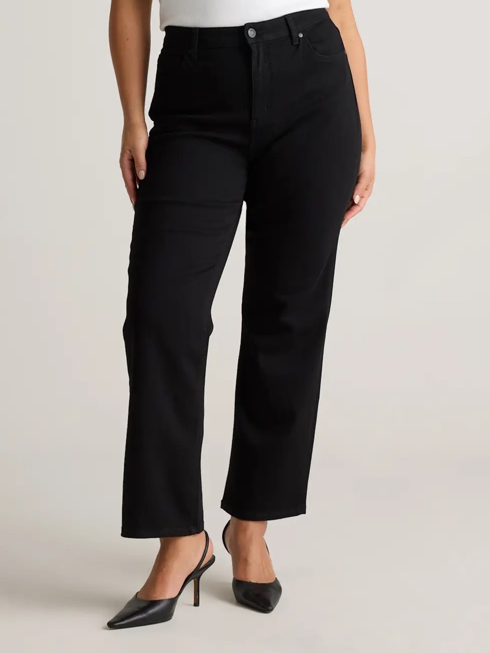 Quince Stretch High Rise Straight Black Jeans Women's Size 27